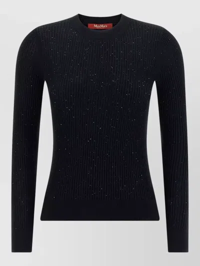S Max Mara Marabu Knit Top Crew Neck Sparkle In Black