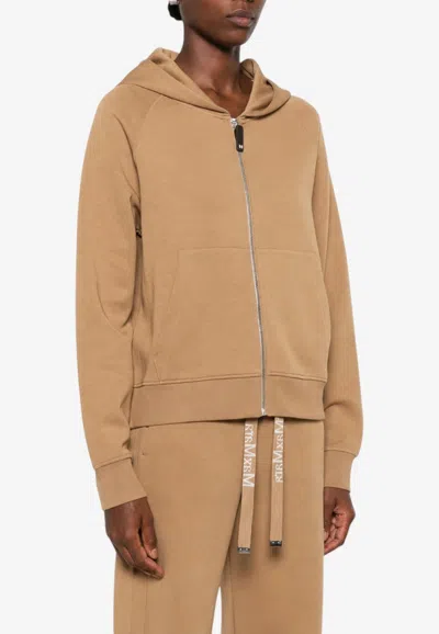 S Max Mara Marea Zip-up Hooded Sweatshirt In Brown