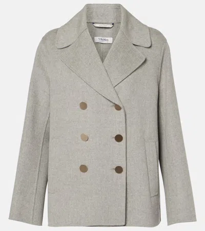 S Max Mara Margot Double-breasted Wool Blazer In Silver