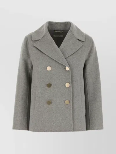 S Max Mara Margot Double-breasted Wool Coat With Button Detailing In Gray