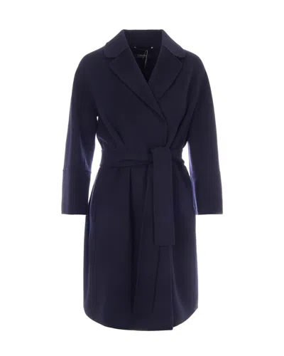 S Max Mara ' 100% Virgin Wool Coat For Women In Blu Notte