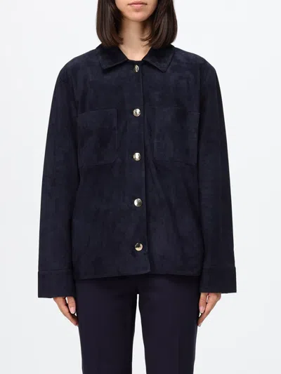 's Max Mara Abisso Suede Lambskin Shirt Jacket In Blue
