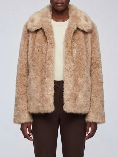 's Max Mara Alce Faux Fur Coat With Classic Collar In Brown