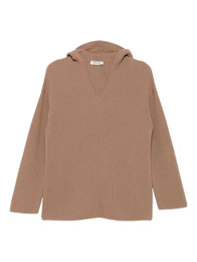 's Max Mara A-line V-neck Wool Sweatshirt - Size M In Brown