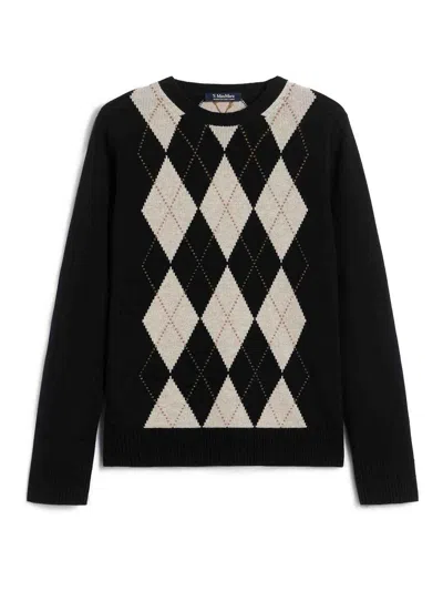 S Max Mara Max Mara  Argyle Wool And Cashmere Sweater In Beige