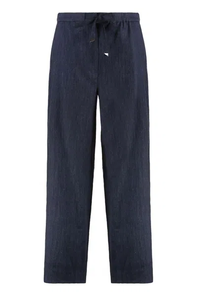 S Max Mara Stretch Denim Iris Wide-leg Jeans In Navy