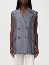 S Max Mara Smmballo Pinstripe-pattern Double-breasted Suit In Gray