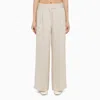 'S MAX MARA BEIGE LINEN WIDE TROUSERS WITH PLEATS