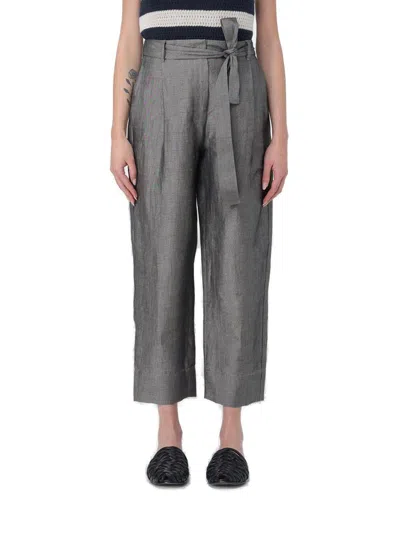 's Max Mara Belted Cropped Pants In Grey