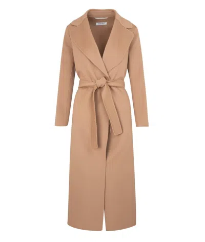 's Max Mara Belted Long-sleeved Coat In Beige