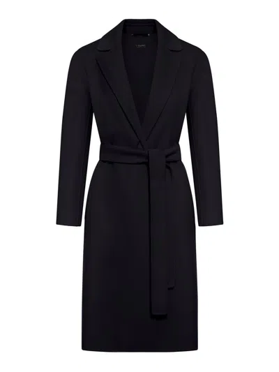 S Max Mara Wool Robe Coat In Black