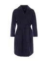 S Max Mara ' Belted Wool-blend Wrap Coat In Blu Notte