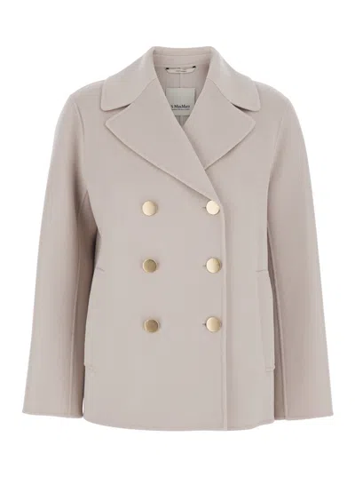 S Max Mara ' Double-breasted Coat In Virgin Wool In Neutral