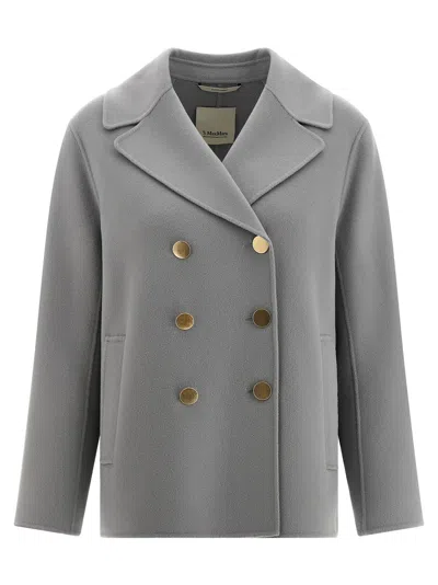 S Max Mara ' Double-breasted Coat In Virgin Wool In Gray