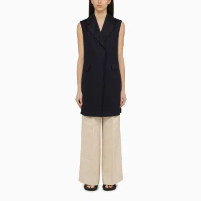 's Max Mara Blue Linen Waistcoat