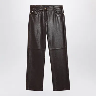 's Max Mara Max Mara S Brown Lamb Nappa Leather Trousers In Black