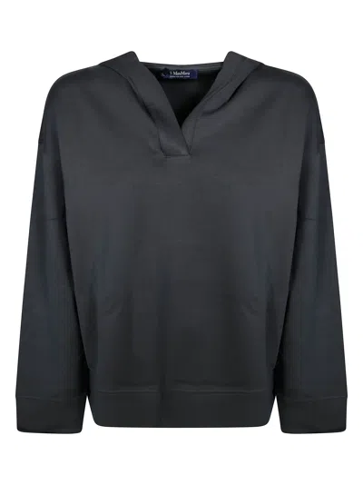 S Max Mara ' Buona V-neck Hooded Sweatshirt In Grigio