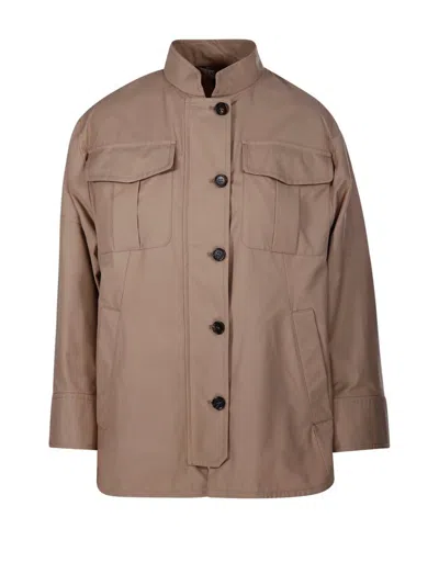 's Max Mara Buttoned Long-sleeved Jacket In Camel