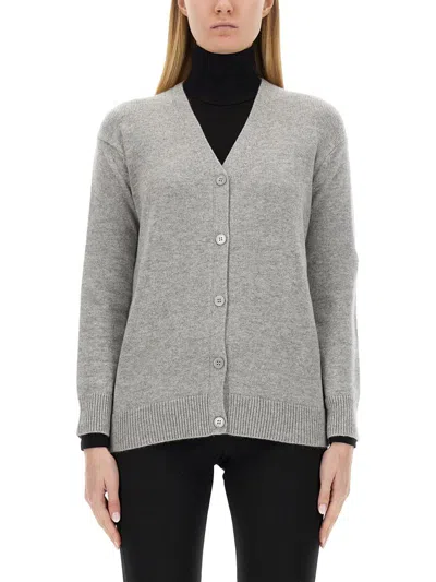 S Max Mara Wool Cashmere Regular Fit Cardigan In Gray