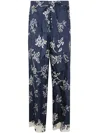 S Max Mara Cinzia Drawstrings Pants Printed Silk Twill Trousers Blue In Blue
