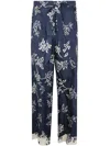 S Max Mara Cinzia Drawstrings Pants Printed Silk Twill Trousers Blue In Blue