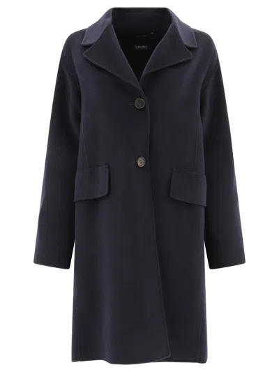 's Max Mara Single-breasted Long-sleeved Coat In Blue