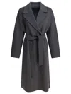 's Max Mara Long Belted Coat With Back Vent In Gray