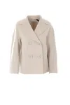 's Max Mara Cardy Wool Double Breasted Short Coat In Beige