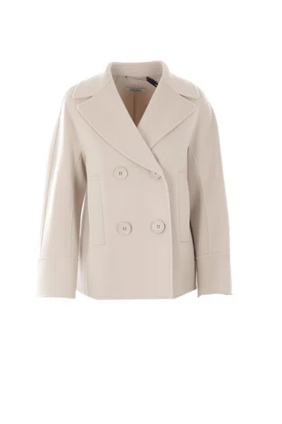 's Max Mara Cardy Wool Double Breasted Short Coat In Beige