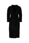 's Max Mara Long Wool Coat With Belted Waist In Black