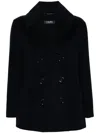 S Max Mara Efebo Double Breast Wool Short Coat In Blue