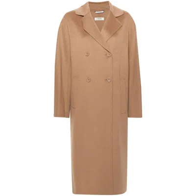 's Max Mara Double-breasted Virgin Wool Coat In Brown