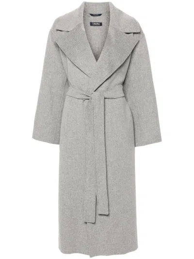 's Max Mara Olanda Wool Belted Coat In Light Grey