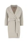 's Max Mara Belted Long-sleeved Coat In White