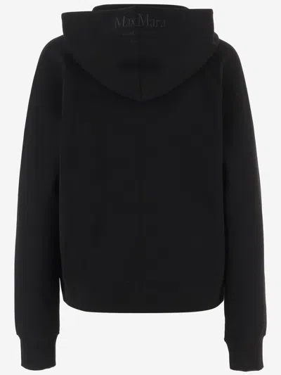 S Max Mara ' Cotton Blend Hooded Hoodie In Black
