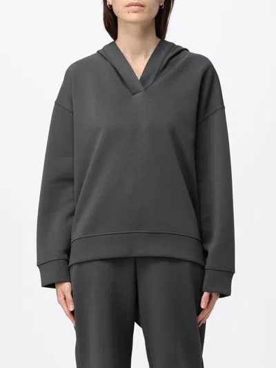 's Max Mara Cotton Jersey Hoodie With V-neck In Gray