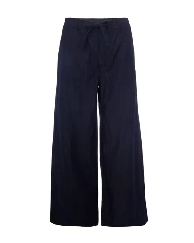 S Max Mara ' Cotton Trousers For Women In Blu Notte Scuro Pulito