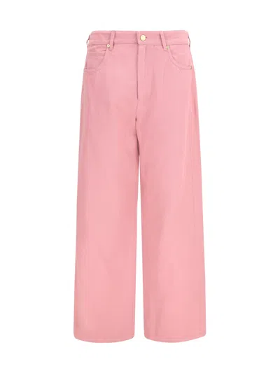 S Max Mara ' Cotton-linen Trousers In Pink