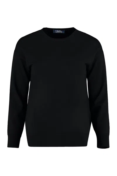 's Max Mara Crew-neck Sweater With Ribbed Details In Black