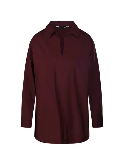 S Max Mara ' Cristel Cotton Shirt With Classic Collar And Chest Pocket In Red