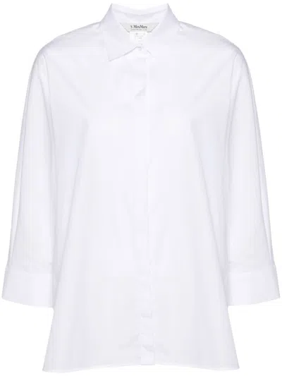 S Max Mara Relaxed Fit Collared Shirt With Long Sleeves In White