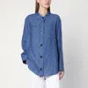 's Max Mara Denim Blue Shirt In Linen Canvas In Beige