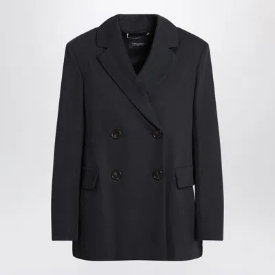 's Max Mara Double-breasted Jacket In Midnight Crêpe In Black