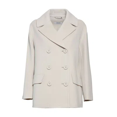 S Max Mara Efebo Double Breast Wool Short Coat In Beige
