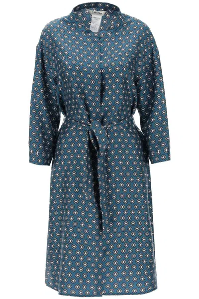 's Max Mara 'timetwill' Midi Kaftan Dress In Printed Silk In Blue