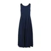 S Max Mara Pleated Dress Long Round Neckline In Blue