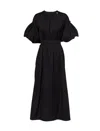 S Max Mara Dress With Puff Sleeves And Embellished Belt In Black