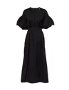 S Max Mara Dress With Puff Sleeves And Embellished Belt In Black
