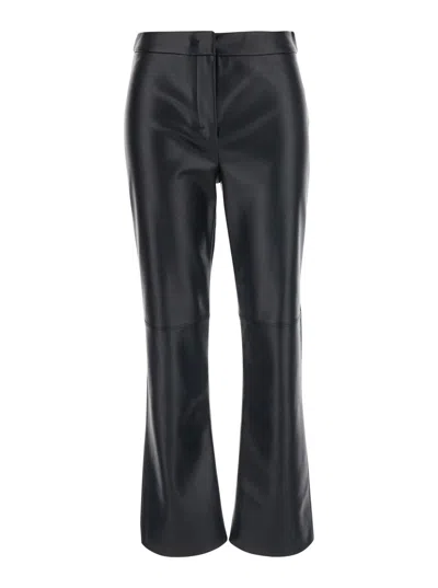 S Max Mara ' Ecoleather Flared Trousers In Black