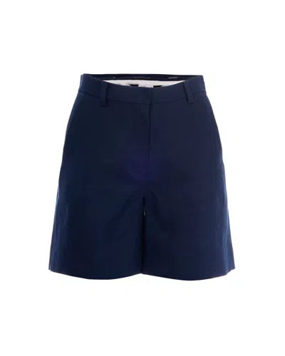 's Max Mara Elegant Women's Linen Shorts In Blu Notte